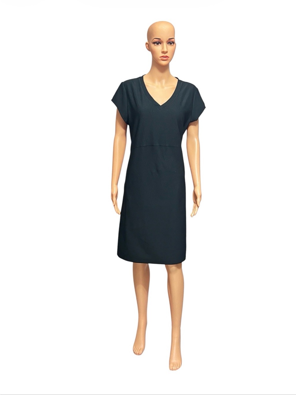 Excellent L.L. Bean V-Neck Short Sleeve pocket Mini Dress in black size XL